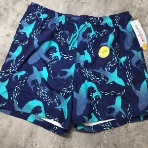 Cat & Jack Boys Size XL 14 Blue Shark Swim Shorts